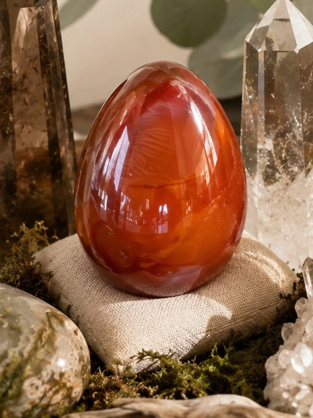 Red Jasper Crystal Egg • Polished Natural Stone • Boho Home Decor • Meditation